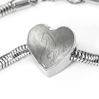 Thoroughbred Horse Print Heart Charm Steel Bracelet-Free Shipping - Deruj.com