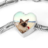Cute Balinese Cat Print Heart Charm Steel Bracelet-Free Shipping - Deruj.com