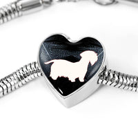 Lovely Cesky Terrier Print Heart Charm Steel Bracelet-Free Shipping - Deruj.com