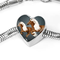 Haflinger Horse Art Print Heart Charm Steel Bracelet-Free Shipping - Deruj.com