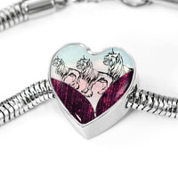 Chinese Crested Dog Art Print Heart Charm Steel Bracelet-Free Shipping - Deruj.com