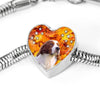 Irish Red and White Setter Print Heart Charm Steel Bracelet-Free Shipping - Deruj.com