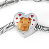 Shar Pei Print Heart Charm Steel Bracelet-Free Shipping - Deruj.com