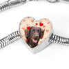 Flat Coated Retriever Print Heart Charm Steel Bracelet-Free Shipping - Deruj.com