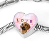 Rhodesian Ridgeback Dog Print Heart Charm Steel Bracelet-Free Shipping - Deruj.com