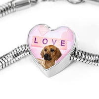 Rhodesian Ridgeback Dog Print Heart Charm Steel Bracelet-Free Shipping - Deruj.com