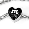 " I Love My Cat" Print Heart Charm Steel Bracelet-Free Shipping - Deruj.com