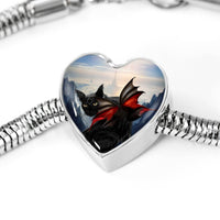 Bombay Cat Print Heart Charm Steel Bracelet-Free Shipping - Deruj.com