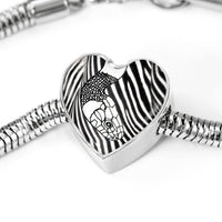 Black&White Snake Print Heart Charm Steel Bracelet-Free Shipping - Deruj.com