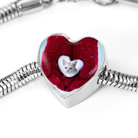 Cute Burmilla Cat Print Heart Charm Steel Bracelet-Free Shipping - Deruj.com