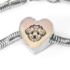 Maltese Dog Vector Art Print Heart Charm Steel Bracelet-Free Shipping - Deruj.com