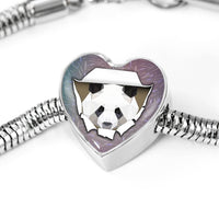 Amazing Panda Vector Art Print Heart Charm Steel Bracelet-Free Shipping - Deruj.com