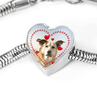 Chinook Dog Print Heart Charm Steel Bracelet-Free Shipping - Deruj.com
