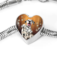 Dalmatian Dog Print Heart Charm Steel Bracelet-Free Shipping - Deruj.com