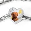 Vizsla Print Heart Charm Steel Bracelet-Free Shipping - Deruj.com