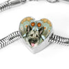 Norwegian Elkhound Dog Print Heart Charm Steel Bracelet-Free Shipping - Deruj.com