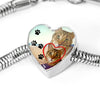 Pixie Bob Cat Print Heart Charm Steel Bracelet-Free Shipping - Deruj.com