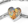 Abyssinian Cat Print Heart Charm Steel Bracelet-Free Shipping - Deruj.com