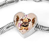 Brussels Griffon Dog Print Heart Charm Steel Bracelet-Free Shipping - Deruj.com