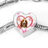 Basset Hound Print Heart Charm Bracelet -Free Shipping