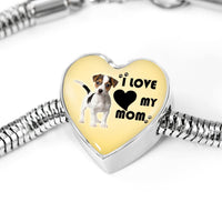Jack Russell Terrier Print Heart Charm Steel Bracelet-Free Shipping - Deruj.com