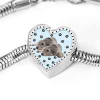 Irish Wolfhound Dog Print Heart Charm Steel Bracelet-Free Shipping - Deruj.com