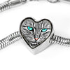 Blue Eyes Cat Print Heart Charm Steel Bracelet-Free Shipping - Deruj.com