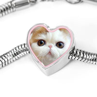 Cute Snoopy Cat Print Heart Charm Steel Bracelet-Free Shipping - Deruj.com