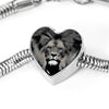 Lion Grey Art Print Heart Charm Steel Bracelet-Free Shipping - Deruj.com