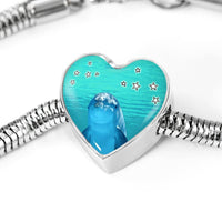 Dolphin Fish Print Heart Charm Steel Bracelet-Free Shipping - Deruj.com