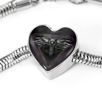 Amazing Eagle Print Heart Charm Steel Bracelet-Free Shipping - Deruj.com