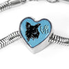 Papillon Dog On Denim Print Heart Charm Steel Bracelet-Free Shipping - Deruj.com