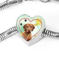 Cute Wirehaired Vizsla Print Heart Charm Steel Bracelet-Free Shipping - Deruj.com