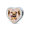Brussels Griffon Dog Print Heart Charm Steel Bracelet-Free Shipping - Deruj.com