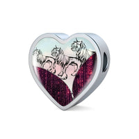 Chinese Crested Dog Art Print Heart Charm Steel Bracelet-Free Shipping - Deruj.com