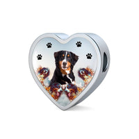 Bernese Mountain Dog Print Heart Charm Steel Bracelet-Free Shipping - Deruj.com