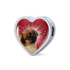 Tibetan Spaniel Dog Print Heart Charm Steel Bracelet-Free Shipping - Deruj.com