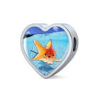 Comet Fish Print Heart Charm Steel Bracelet-Free Shipping - Deruj.com