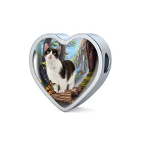 Munchkin cat Print Heart Charm Steel Bracelet-Free Shipping - Deruj.com