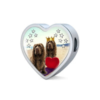 Sussex Spaniel Print Heart Charm Steel Bracelet-Free Shipping - Deruj.com