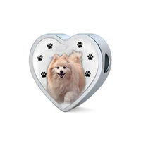 Cute Pomeranian Print Heart Charm Steel Bracelet-Free Shipping - Deruj.com