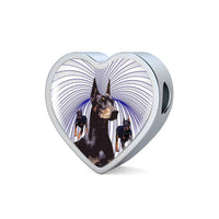 Doberman Pinscher Print Heart Charm Steel Bracelet-Free Shipping - Deruj.com