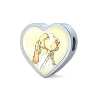 Bracco Italiano Dog Print Heart Charm Steel Bracelet-Free Shipping - Deruj.com