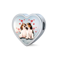 Cute Beagle Dog Print Heart Charm Steel Bracelet-Free Shipping - Deruj.com