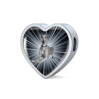Italian Greyhound Dog Print Heart Charm Steel Bracelet-Free Shipping - Deruj.com