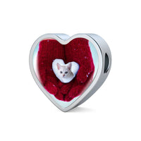 Cute Burmilla Cat Print Heart Charm Steel Bracelet-Free Shipping - Deruj.com