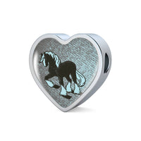Clydesdale Horse Print Heart Charm Steel Bracelet-Free Shipping - Deruj.com