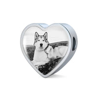 Alaskan Malamute Print luxury Heart Charm Bracelet-Free Shipping - Deruj.com