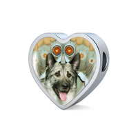 Norwegian Elkhound Dog Print Heart Charm Steel Bracelet-Free Shipping - Deruj.com