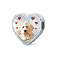 Goldendoodle Dog Print Heart Charm Steel Bracelet-Free Shipping - Deruj.com